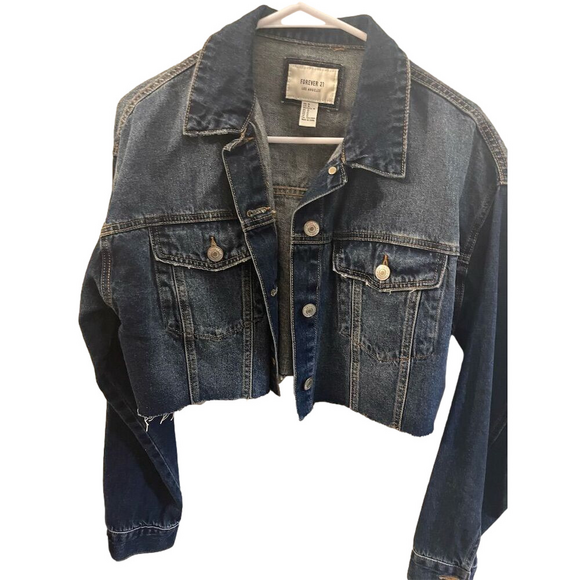 Forever 21 Jackets & Blazers - Forever 21 Women's Cropped Denim Jacket Blue Jean Size M Casual